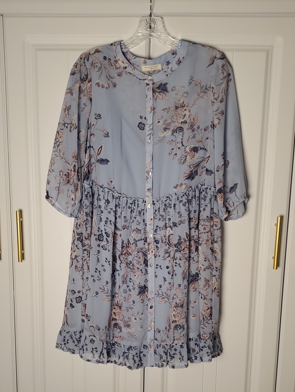 lovestitch Light Blue Floral Button-Down Mini Dress